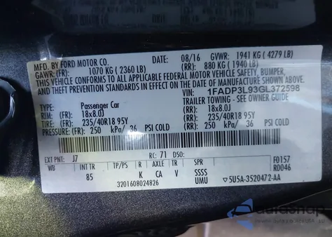 2016 Ford Focus St z USA, uszkodzony, nr VIN 1FADP3L93GL372598